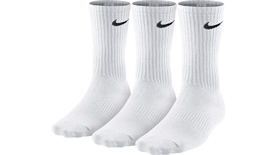 Nike 3PPK Lightweight Crew,Unisex Adult Socks, Pack of 3 - L - White/Black