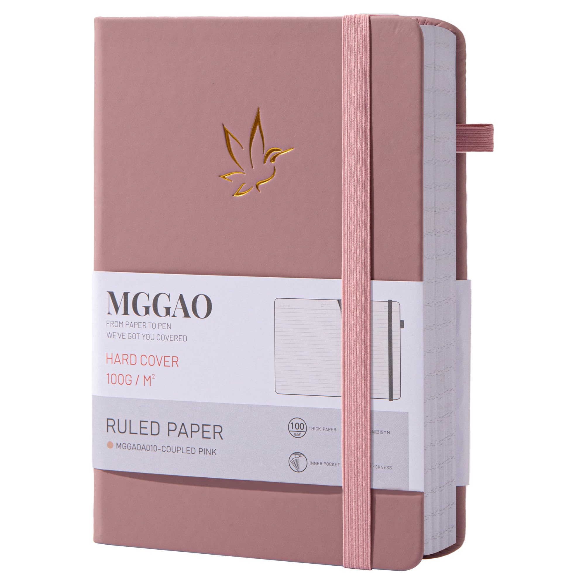 MGGAO Quaderno a Righe A5, 320 Pagine, Copertina Rigida, Carta 100 g/m²