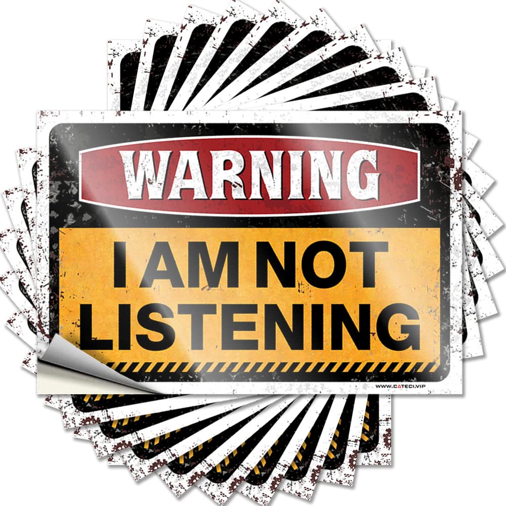 Fzfn Colour Accessories Cover Lettering Sticker | Warning I'm Not Listening Cute Durable Vinyl Sticker Easy Apply For Math(12X18cm)