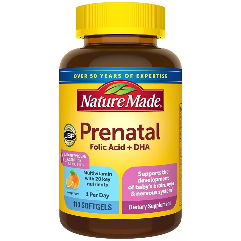 Nature Made multivitamínico pré-natal com ácido fólico e DHA, 110 cápsulas softgel