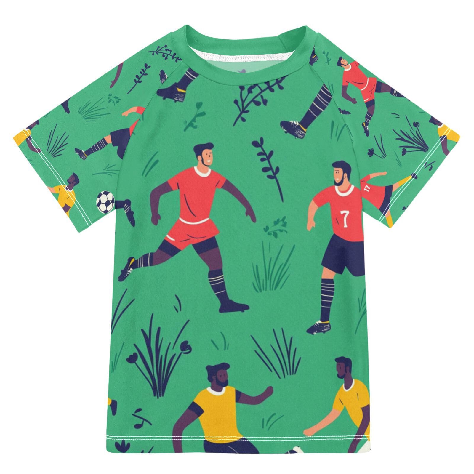Jucciaco Boys Swing Shirts Football Grass Sport Rashguard Short Sleeve Kids T-Shirts Sun UPF 50+ Multicoloured