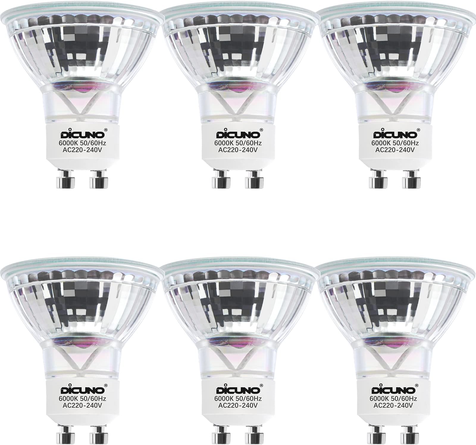 DiCUNO GU10 LED Bulbs, Cool White 6000K, 5W 600LM, 50W Halogen ...