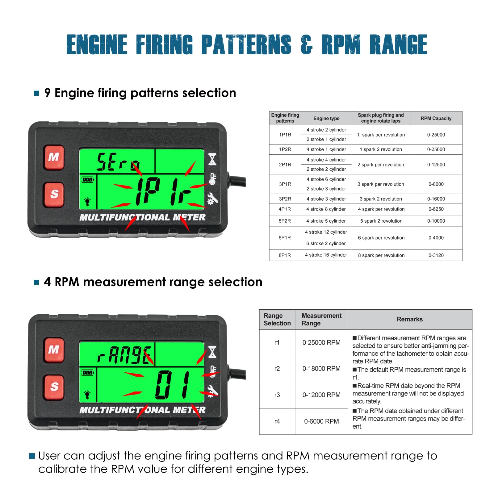 Runleader RL-HM058F Digital Engine Temp Gauge, Maintenance Tach/Hour Meter,Battery Replacement for Lawn Mower Generator Motorcycle ATV Outboard Motor Snowmobile etc