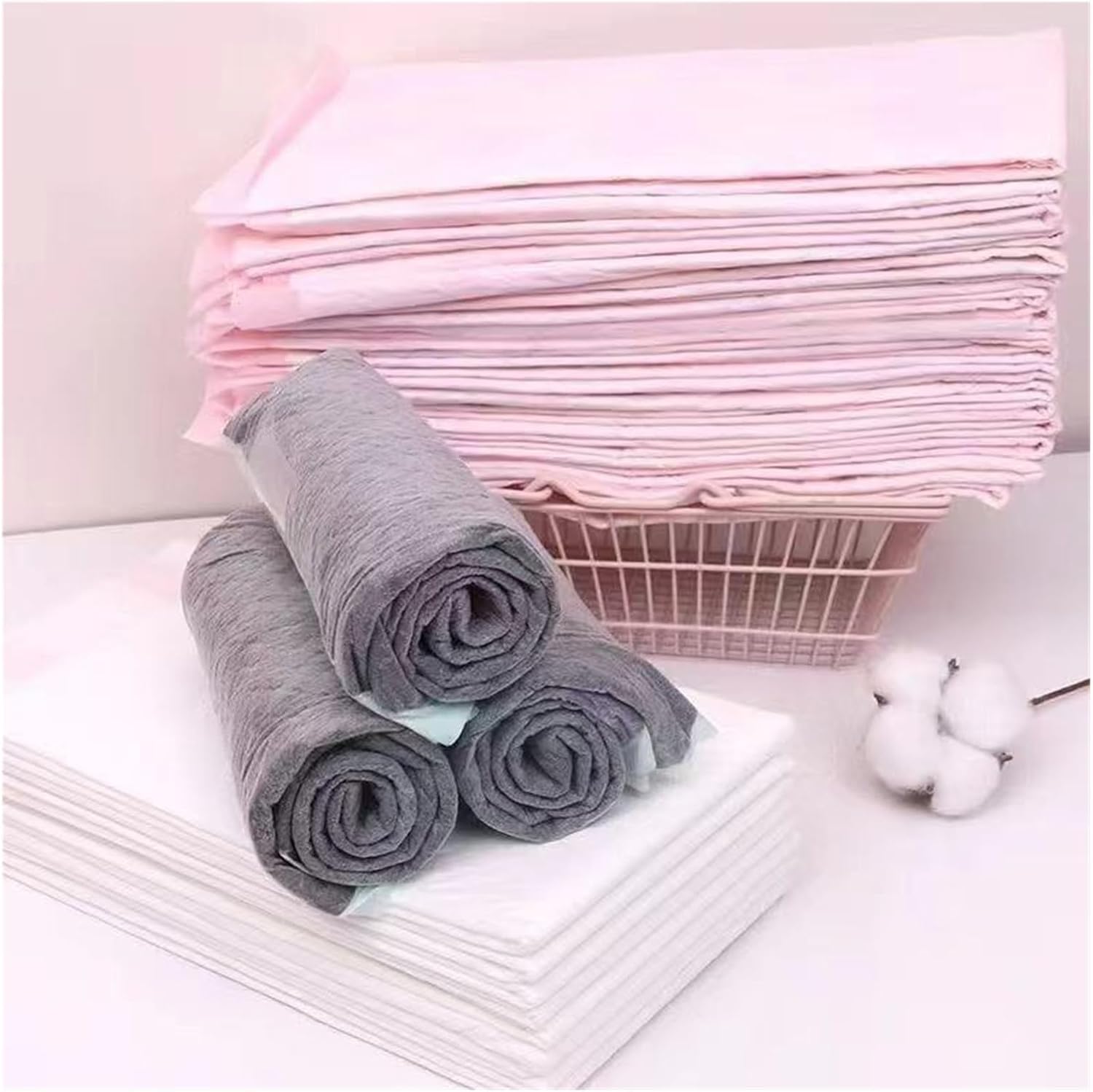 Genérico 100/50/40/20PCS Absorbent Dogs Diapers Puppy Pee Pads Quick Dry Surface Mat Clean Cushion Dog Supplies(Pink,40pcs 60x60cm)