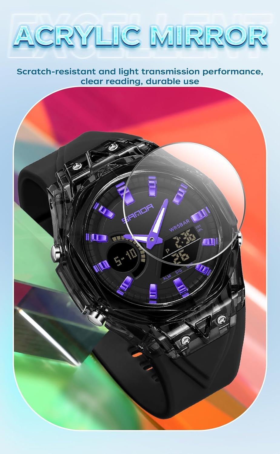 FANMIS Unisex Dual Display Sports Watch - 5ATM Waterproof Tactical Analog Digital Watch with Day-Date, Alarm, Stopwatch & TPU Band – Trendy Quartz Wristwatch for Men & Women (Black Gold)