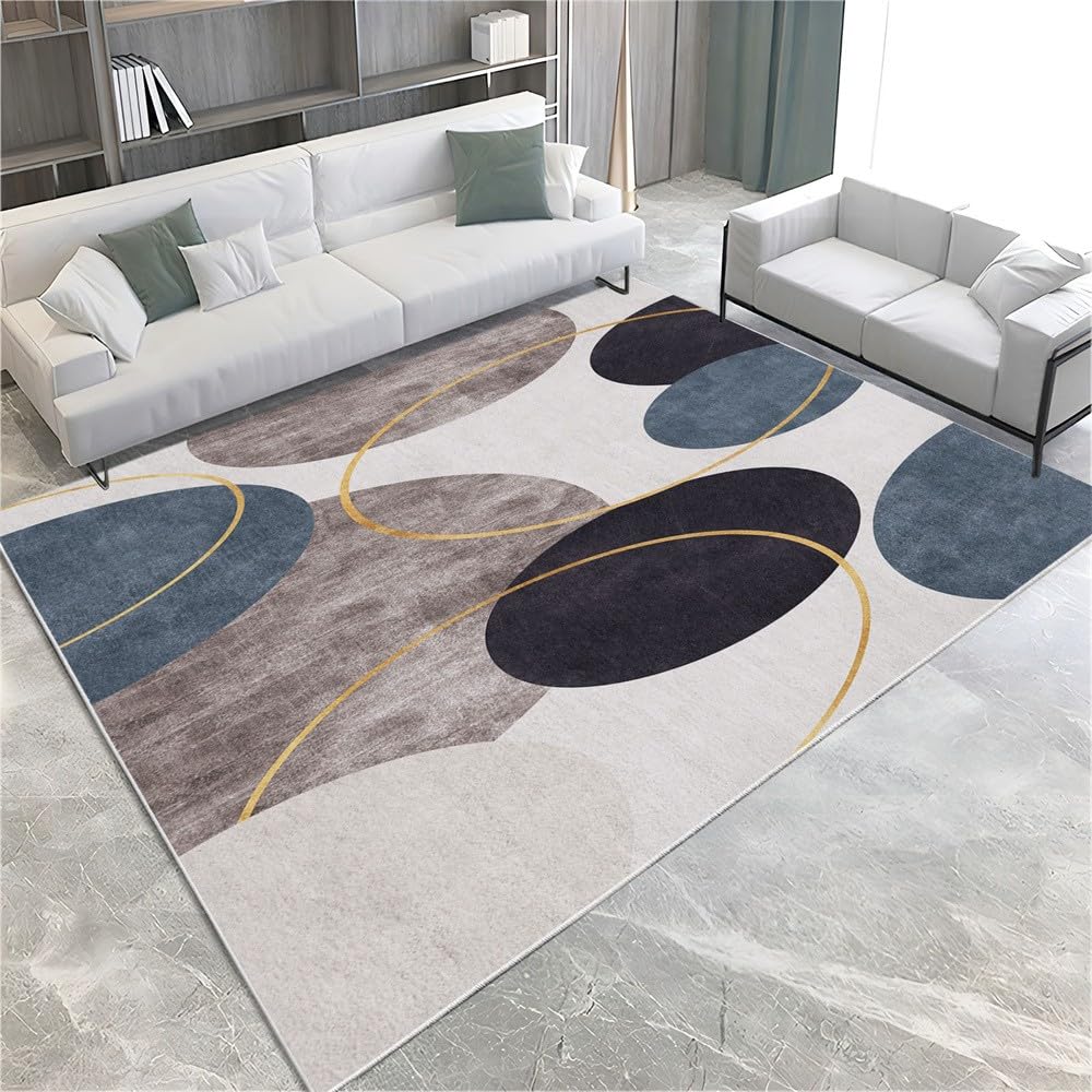 Alfombra de área para sala de estar, diseño geométrico minimalista gris abstracto, suave, esponjosa, alfombra de dormitorio de 140 cm x 200 cm, alfombras para niños, niñas, dormitorio, cuarto de bebé,