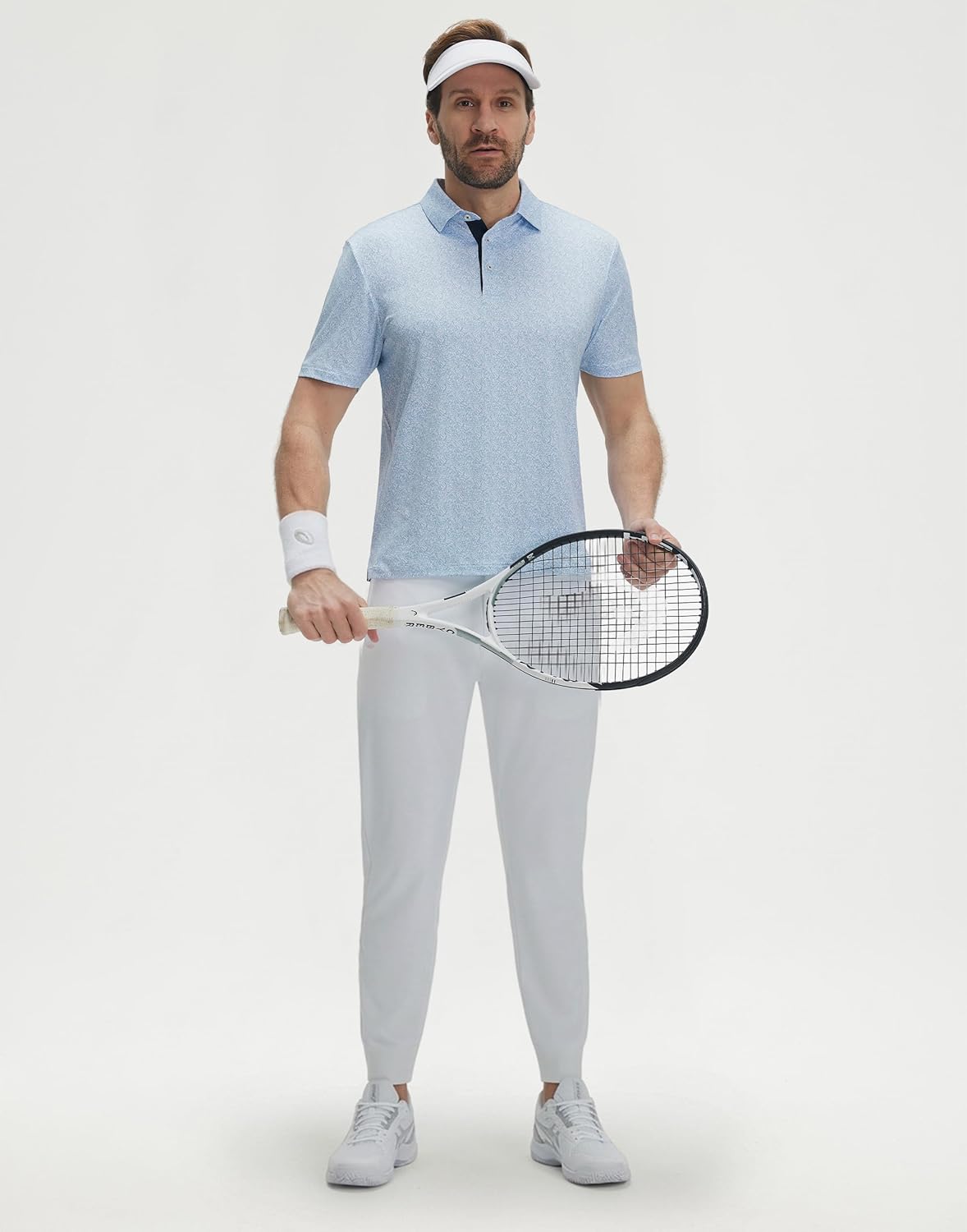 M MAELREG Mens Golf Shirt Print Performance Moisture Wicking Dry Fit Short Sleeve Casual Sport Collared Polo Shirts for Men