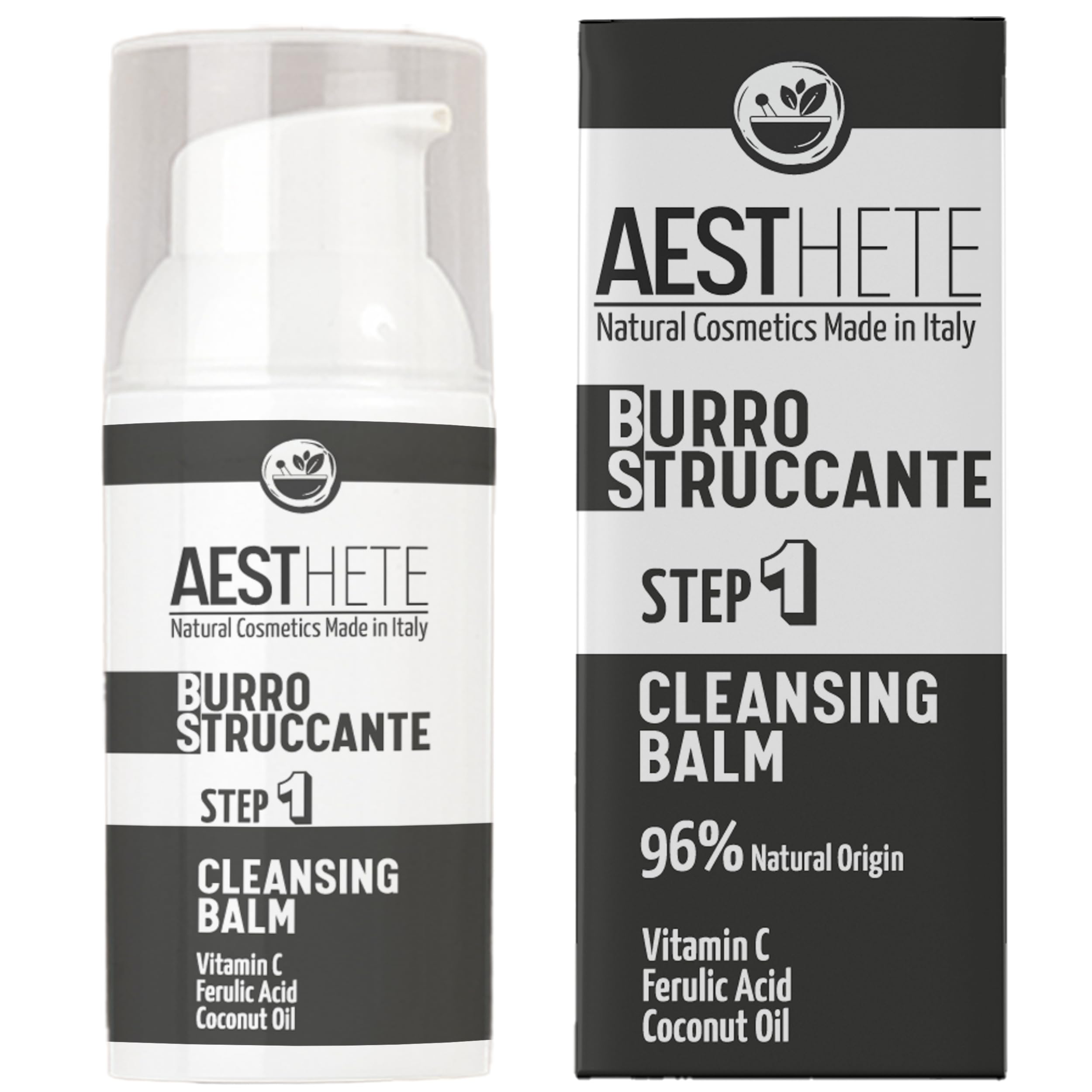 Baume Demaquillage Visage et Yeux à la Vitamine C Huile De Coco et Acide Férulique | Baume Démaquillant Nourrissant et Illuminant En Airless 100 ml | Formule Naturelle Made in Italy