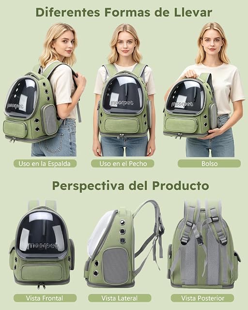 Foto 4 de 6 de PETCUTE Mochila de Burbujas Duradera para Mascotas,Mochila para Gatos con Almohadilla extraíble,Mochila…