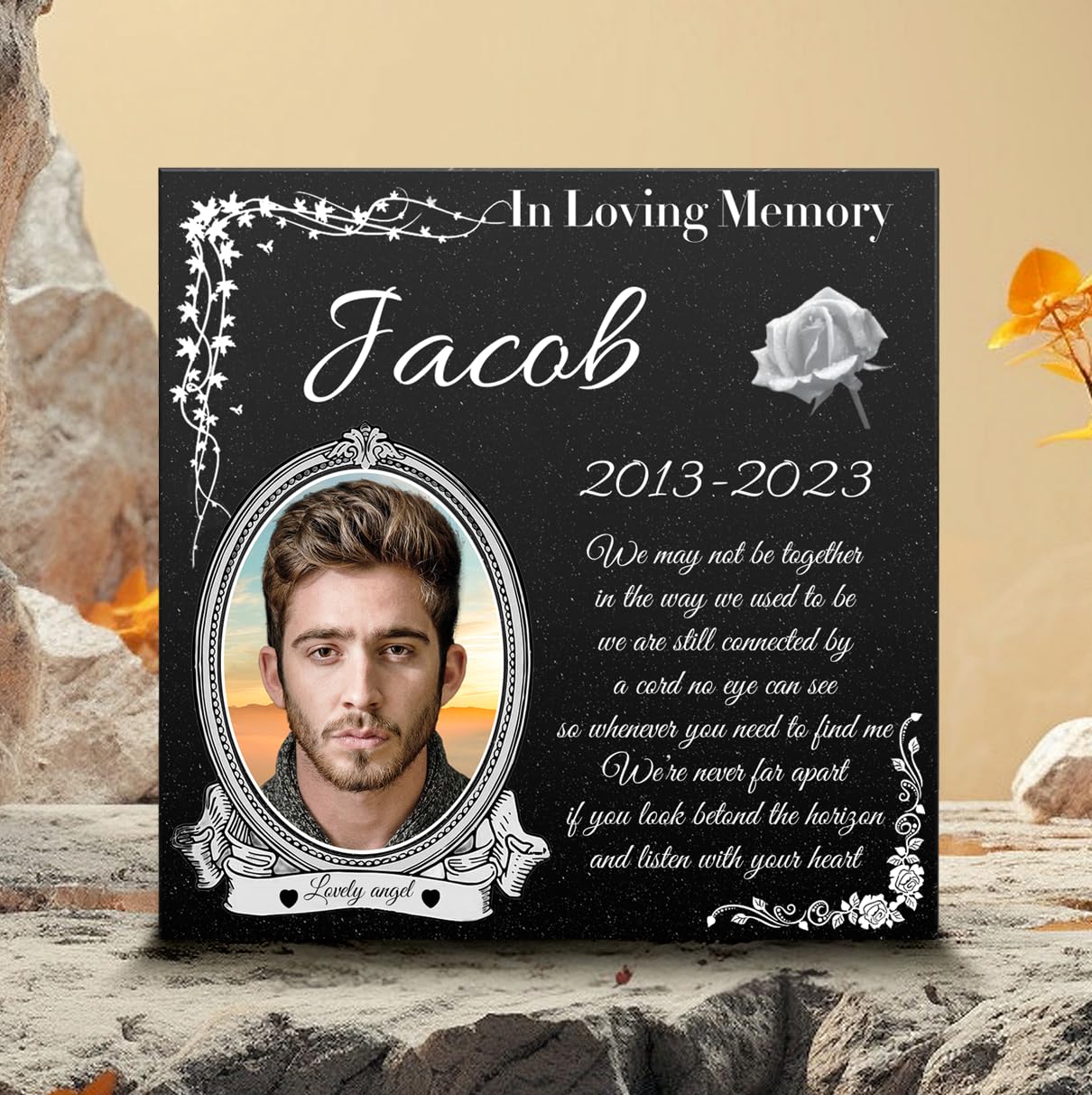 ADFSTONE personalizado placa conmemorde granito placa con el retrato de porcelana, marcadores de tumbas y piedras de la tumba, lápipara el cementerio, monumentos de piedra de la cabeza