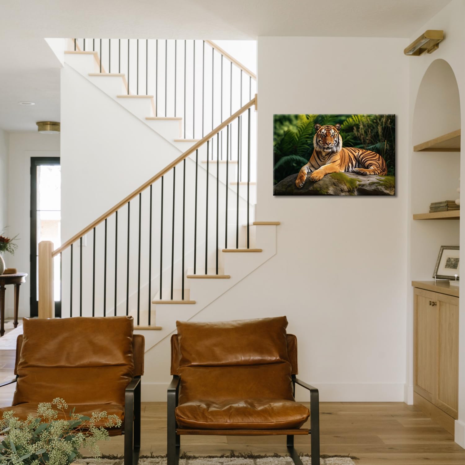 Tiger Wall Art Wild Animal Canvas Wall Art Tiger Pictures for Wall Painting Print on Canvas Framed Contemporary Art Poster for Men Boy Bedroom Home Decor,Ready to Hang