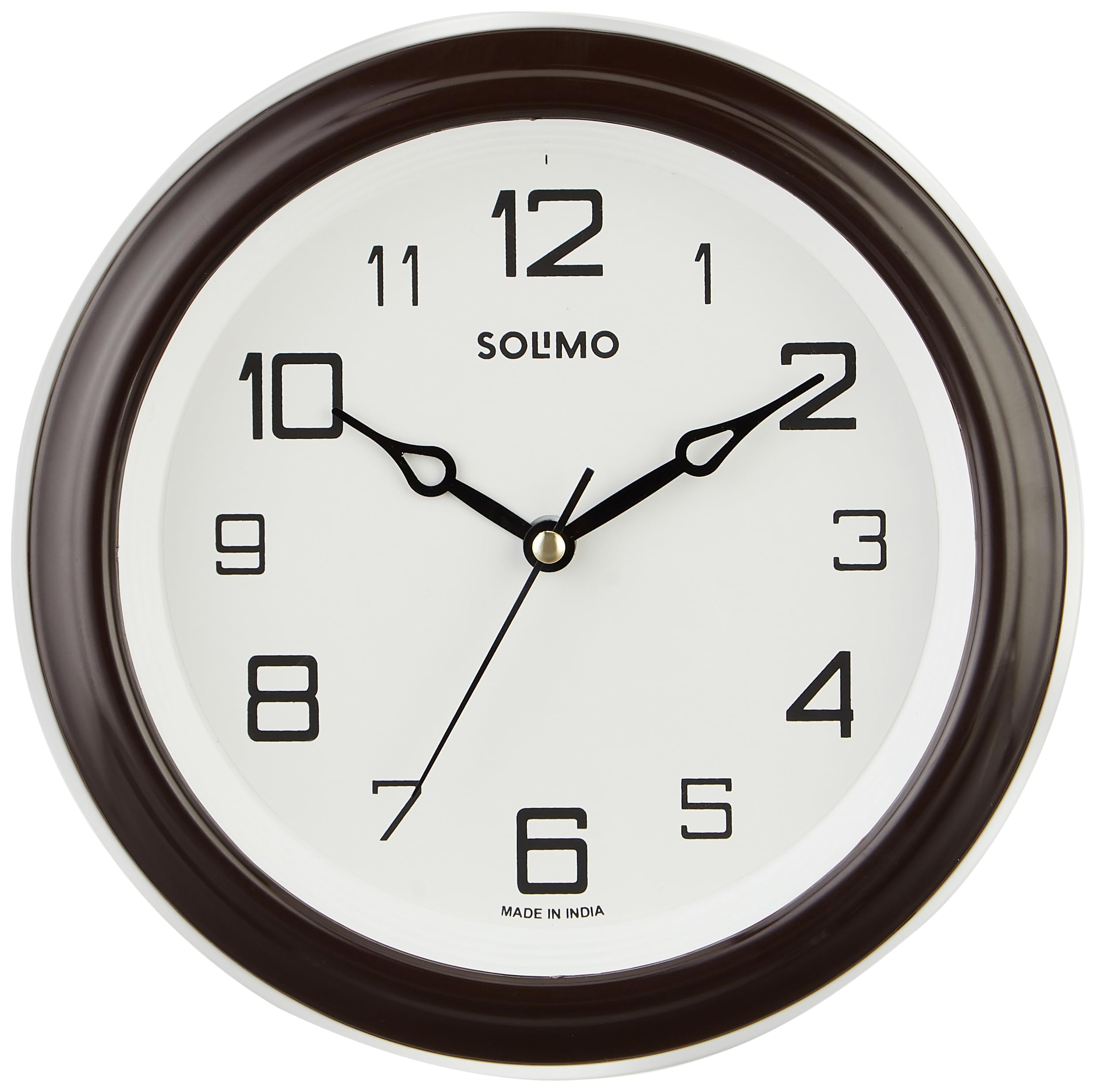 Amazon Brand - Solimo Abstract Wall Clock | Round | Plastic | 8 Inch | Brown - Analog