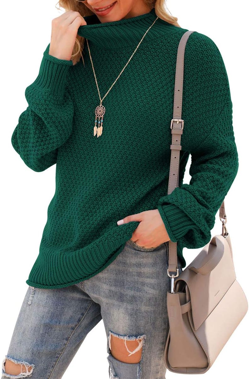 Jouica Women's Turtleneck Oversized Sweaters Batwing Long Sleeve Pullover Loose Chunky Knit Jumper