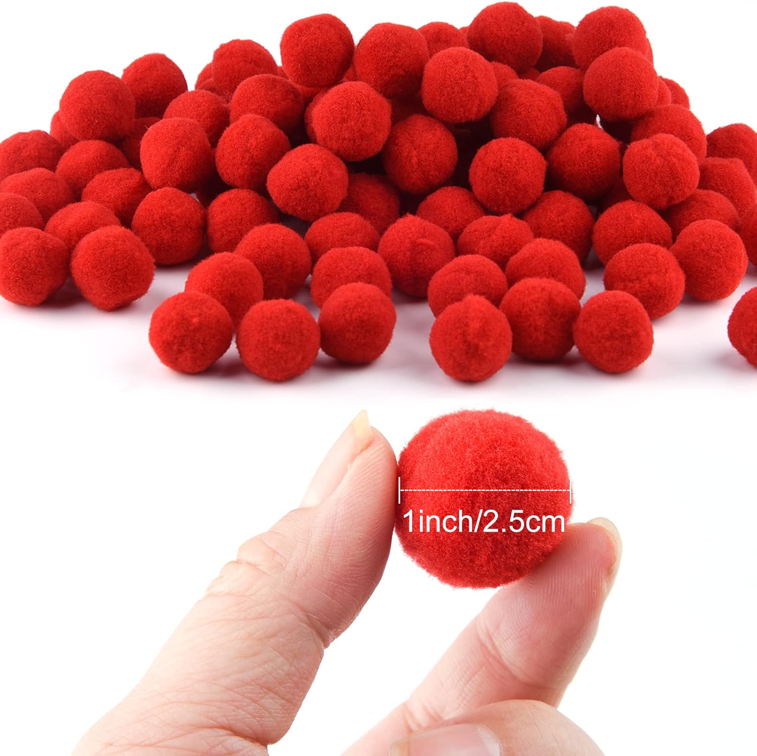 TUPARKA 100 Pcs Red Pom Poms 1 Inch Craft Pompoms Balls for Art Crafts DIY Projects - Image 3