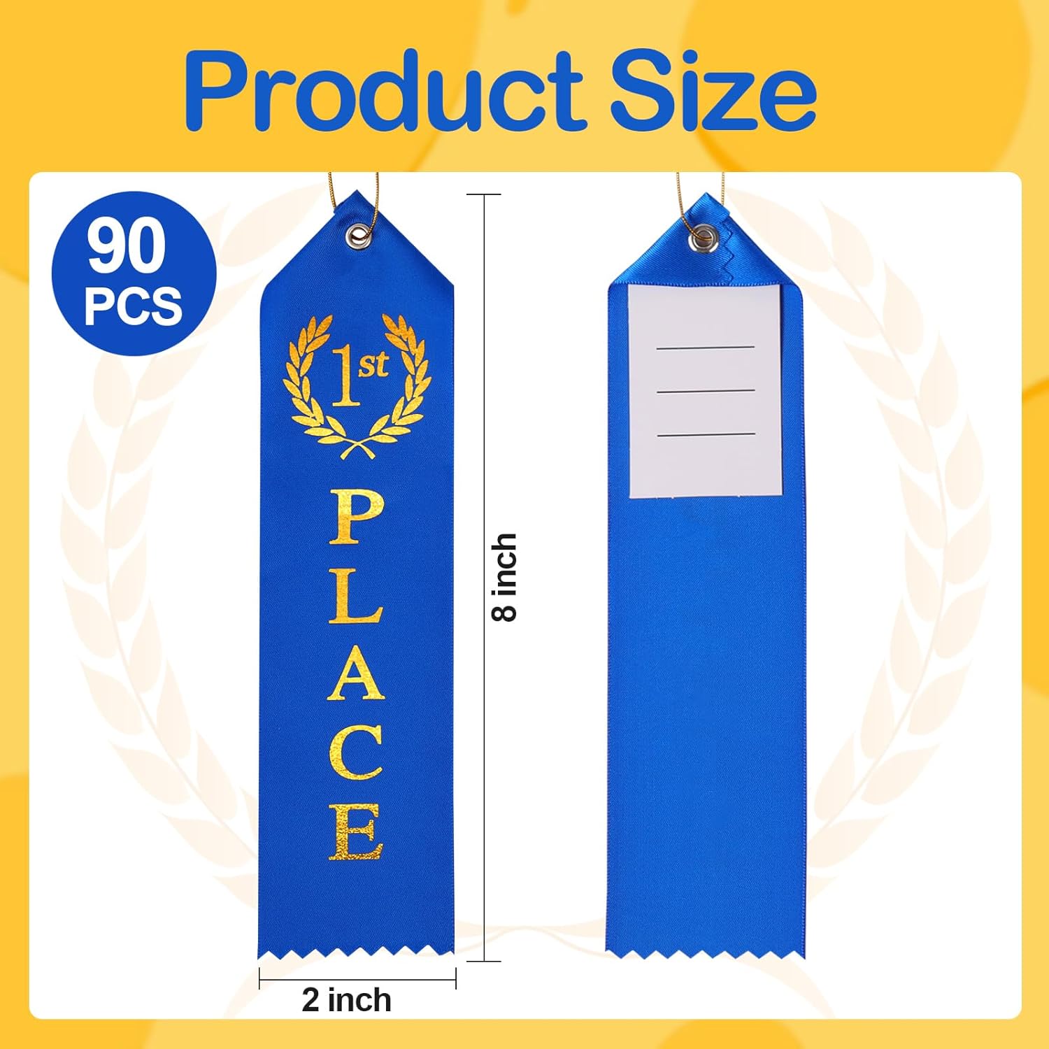 90PCS Award Ribbons, Medal Ribbons for 1st, 2nd, 3rd Place, Event Card & Rope Included, Perfect for Competitions, Sports Events, School Challenges, Vibrant Blue, Red, and White