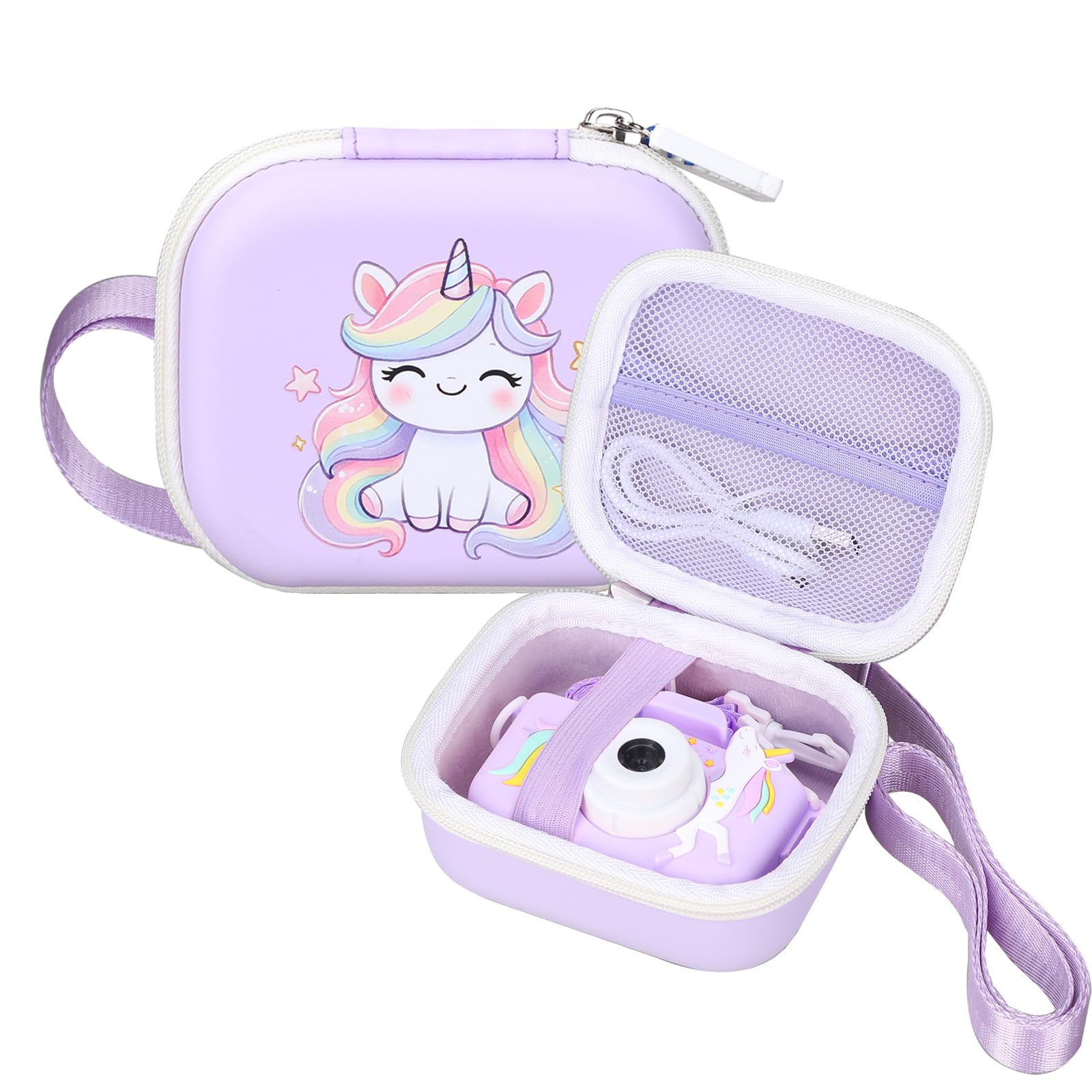 worfty Kids Camera Case Compatible with MAVOKIS/Envyvip/Seckton/KIZJORYA/Goopow Digital Video Camera Toys Camcorder Storage Holder Carrying - Purple