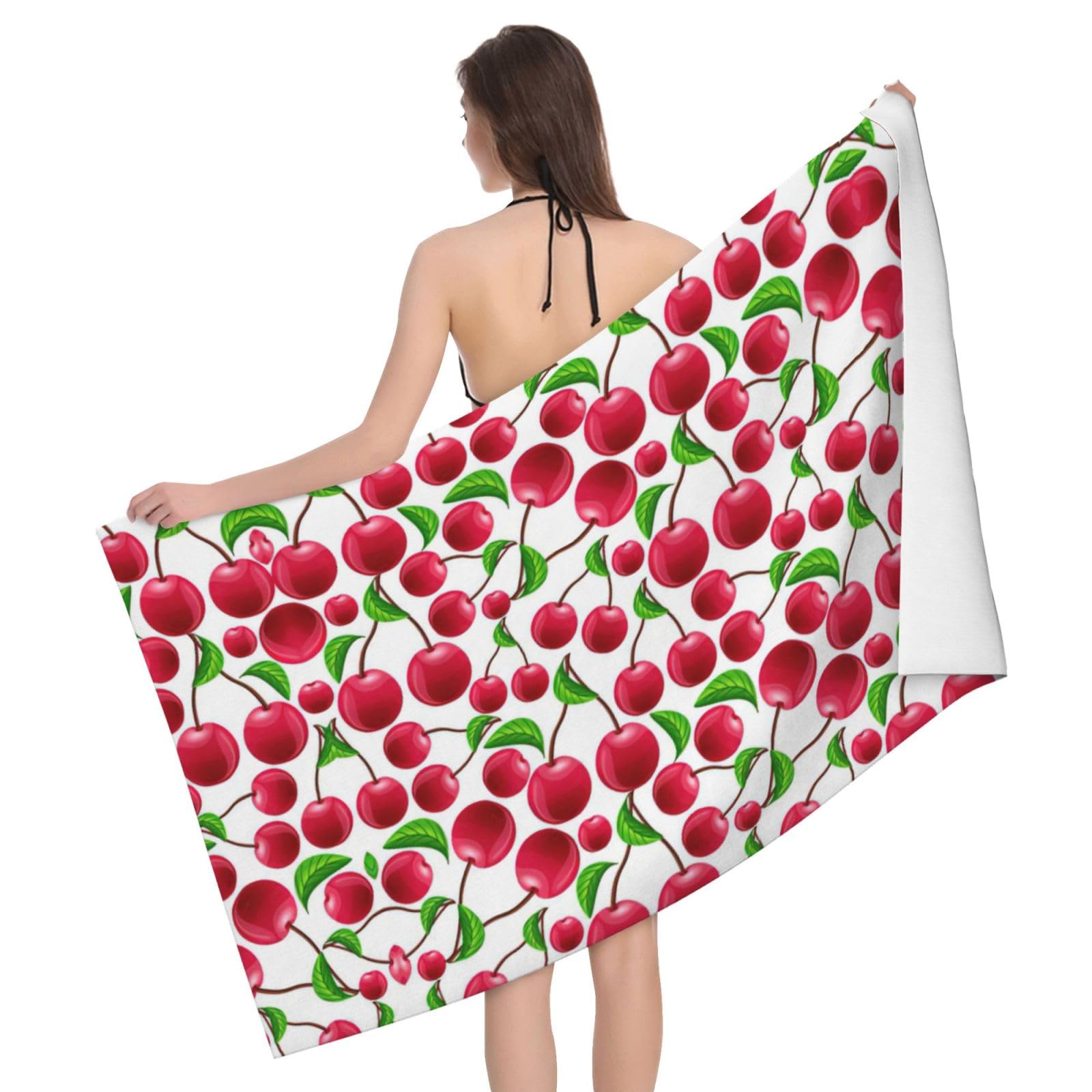 Serviette de bain microfibre cerises absorbante anti humidité