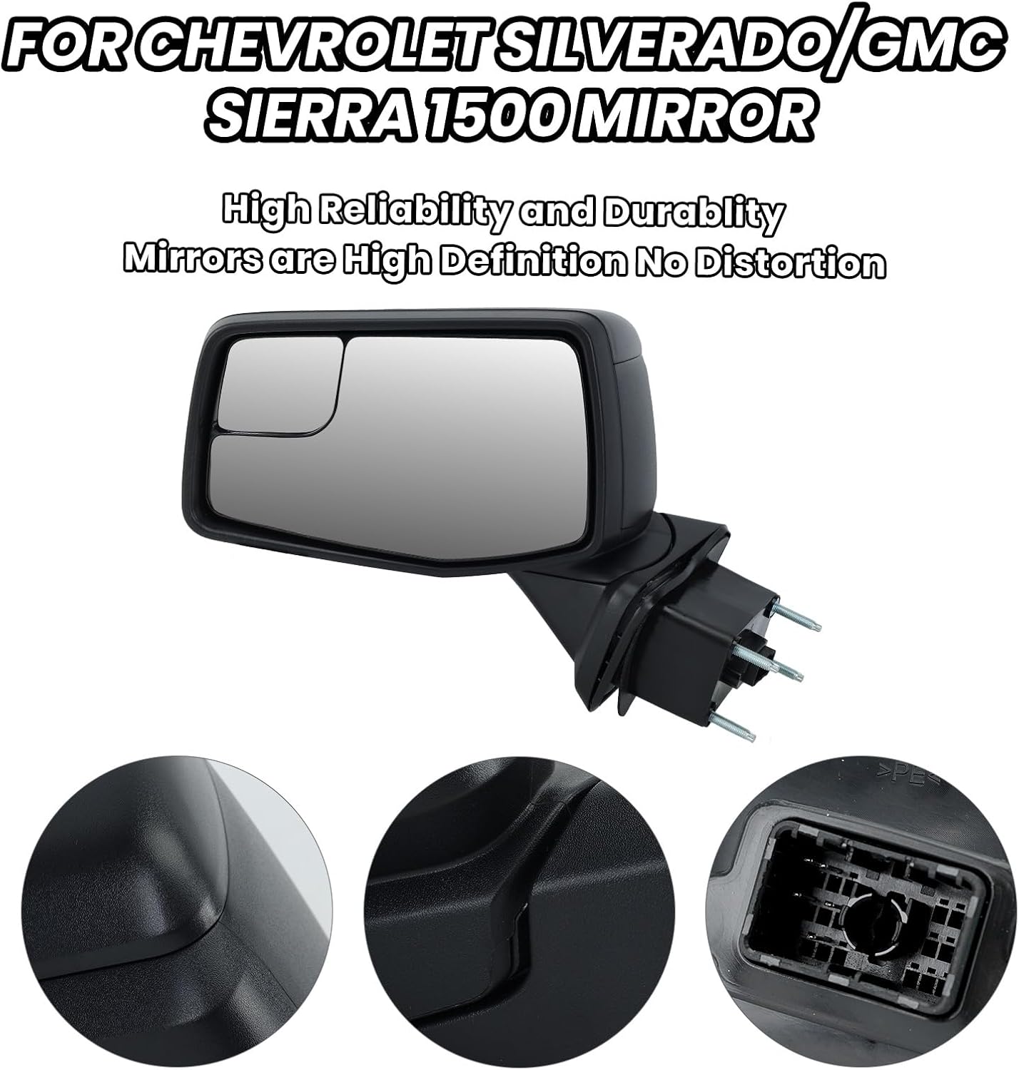 Driver Left Side Door Mirror for 2019 2020 2021 2022 2023 Chevrolet Silverado 1500 /GMC Sierra 1500 Mirros with Power and Heated Glass