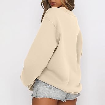 Ceboyel Oversized Sweatshirt for Women Solid Color Crewneck Pullover Tops Long Sleeve Sweaters Fall Fashion Trendy Clothes