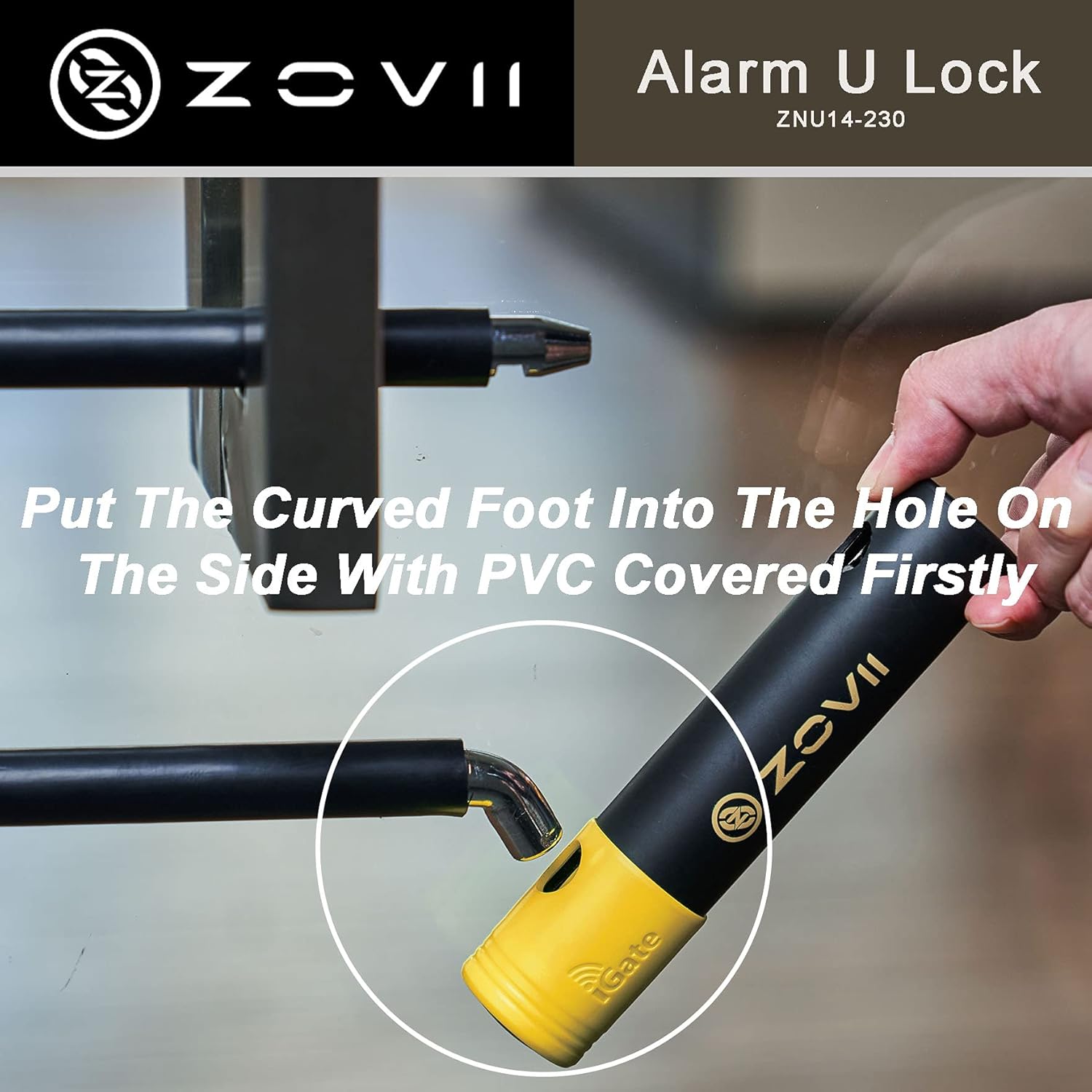 Alarm U Lock Anti Theft Carbide-Reinforced Steel 14mm 230mm Length U-bar Lock with Alarm Selection for Motorcycle Bike eBike Glass Door