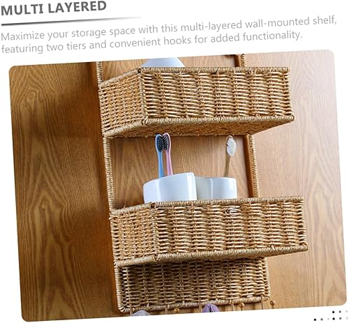 Miniatura 9 de BESTOYARD Cesta de almacenamiento Organizador de baño para cocina, estante montado en la pared, cesta de frutas, cestas tejidas cestas colgantes