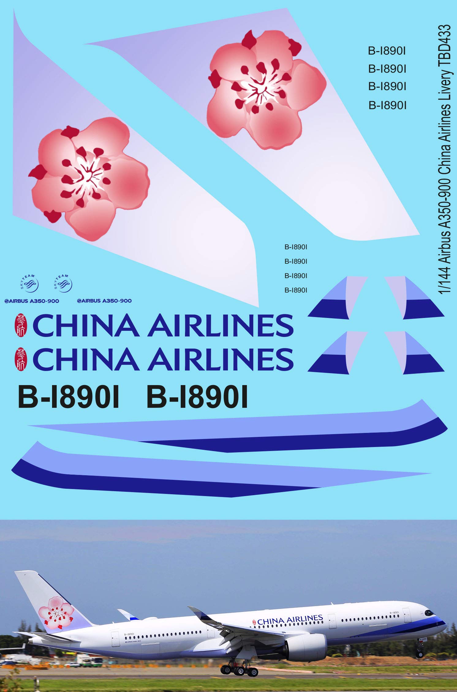 Amazon | デカール 1/144 Decals for Airbus A350-900 China
