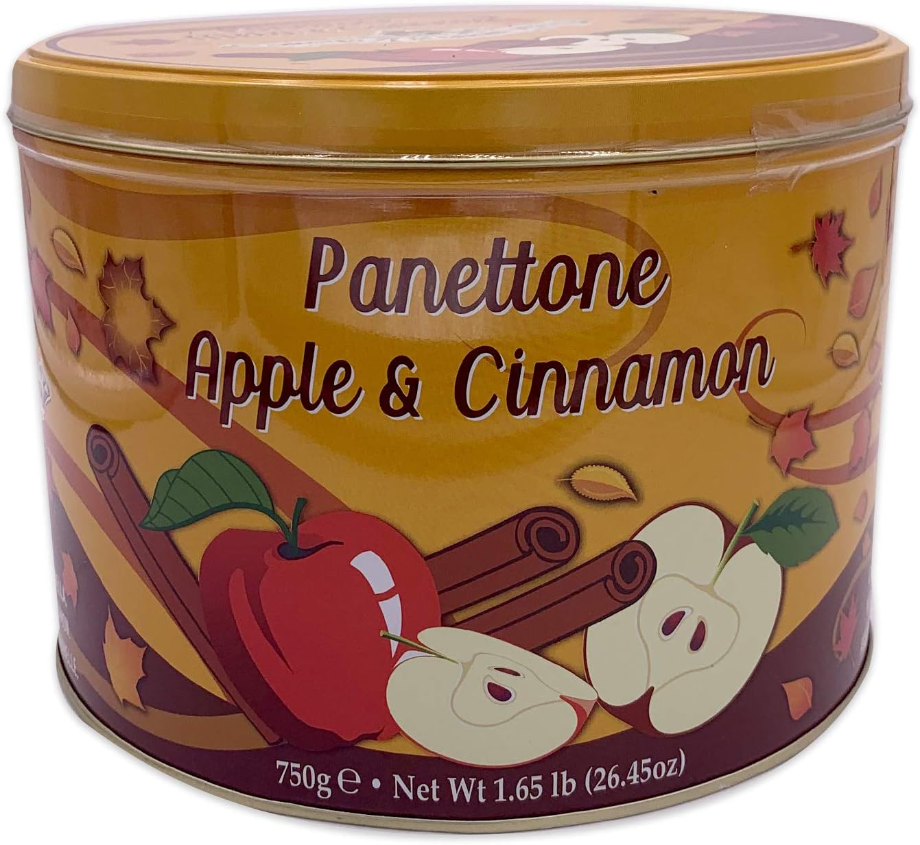 Chiostro Di Saronno Italian Apple & Cinnamon Panettone | Premium Metal Tin | Fresh Baked Cake filled with Candied Apple Cubes and Cinnamon | Holiday Gift | Imported from Italy 750g