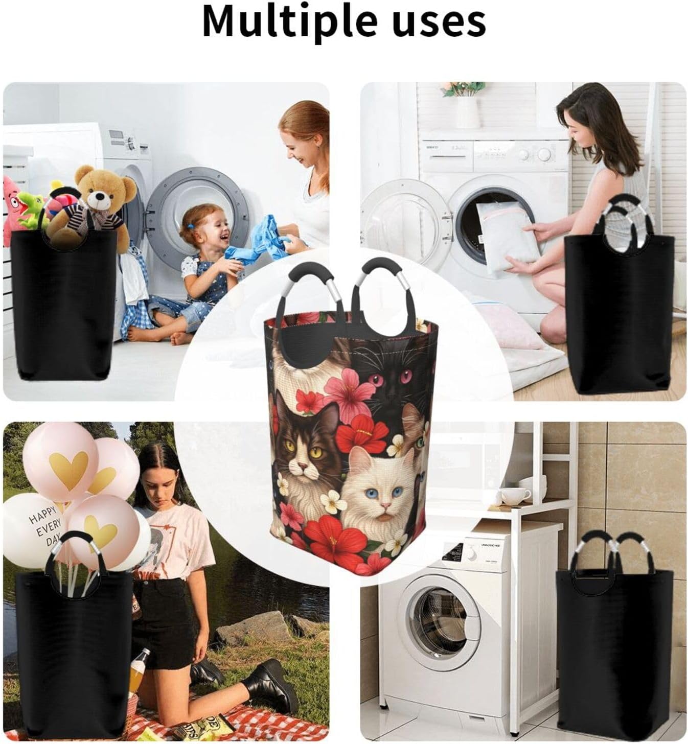 Various Of Cute Cat Square Dirty Storage Bags Handles Laundry Clothes