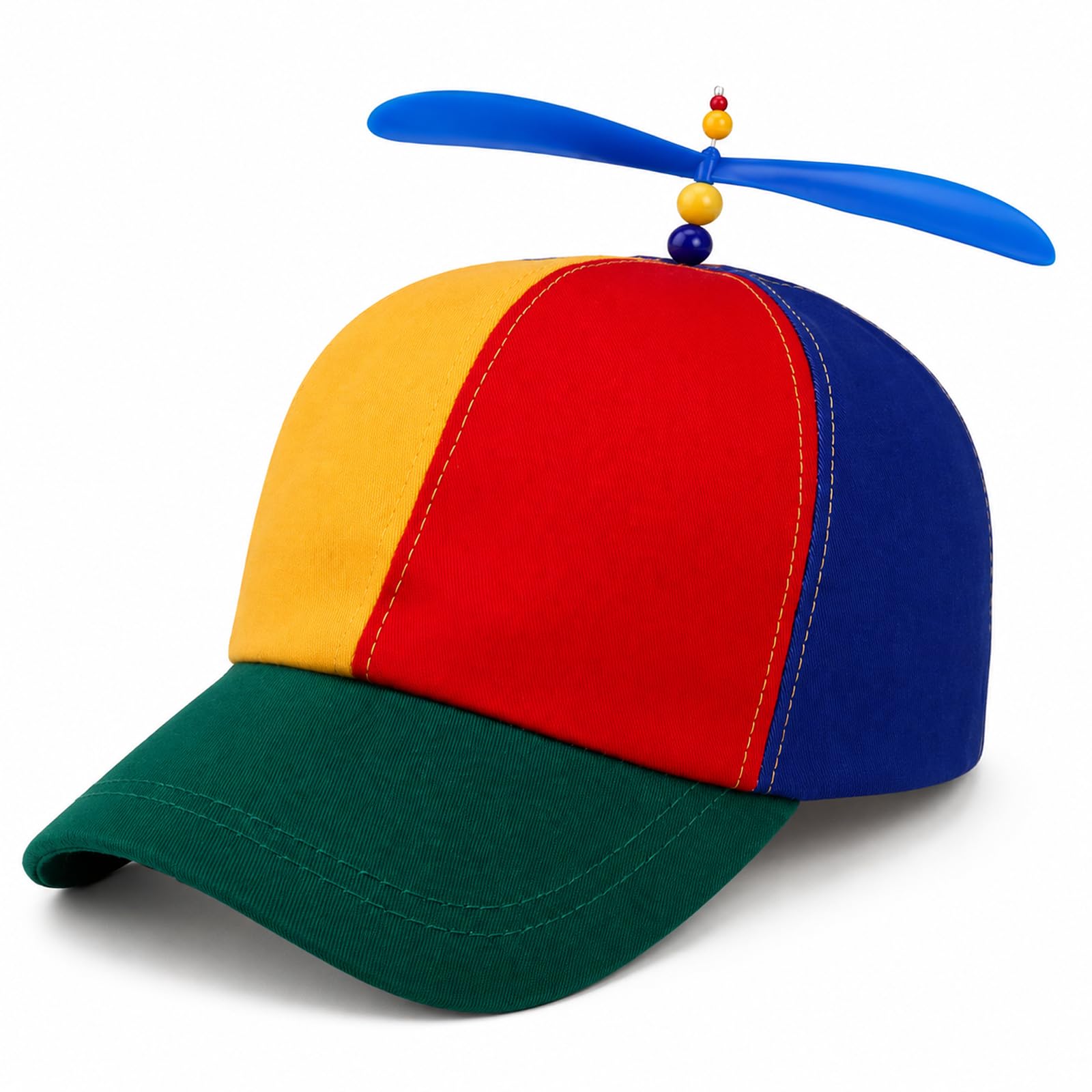 yarqinki Helicopter Clown Hat with Spinning Propeller - Funny, Silly, Novelty, Adjustable, Attention Grabbing Cartoon Character Fancy Dress Party Rainbow Beanie Ball Cap