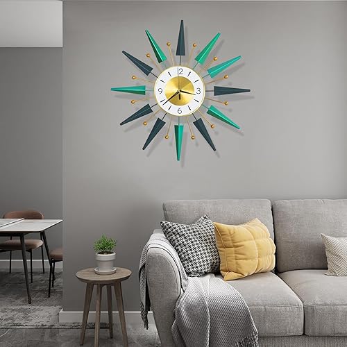 Miniatura 3 de Reloj grande silencioso de mediados de siglo sin tictac, reloj de pared grande de 23.6 pulgadas decorativo de metal, decoración moderna para el