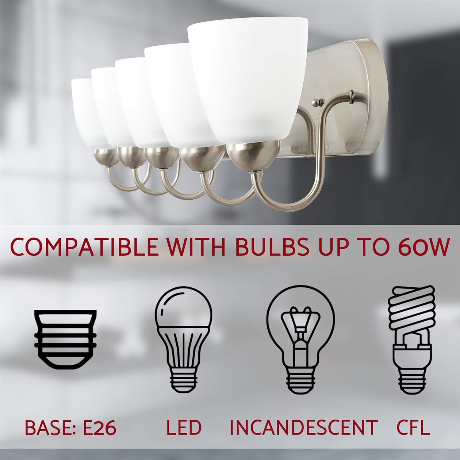 Get Special Price Kira Home Armada 36 5-Light Modern Vanity/Bathroom Light with Brushed Nickel Finish and Frosted Glass Shades