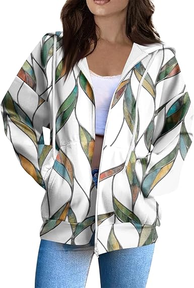 Zip Up Hoodie Women Casual Oversized Sweatshirts - Fall Fashion Fleece Lined Jacket - Thick Warm Coat Winter Clothing