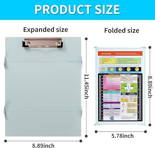 Miniatura 4 de Portapapeles de enfermería con edición médica y enfermería, hojas de trucos de 3 capas de aluminio plegables para enfermeras, bloc de notas para