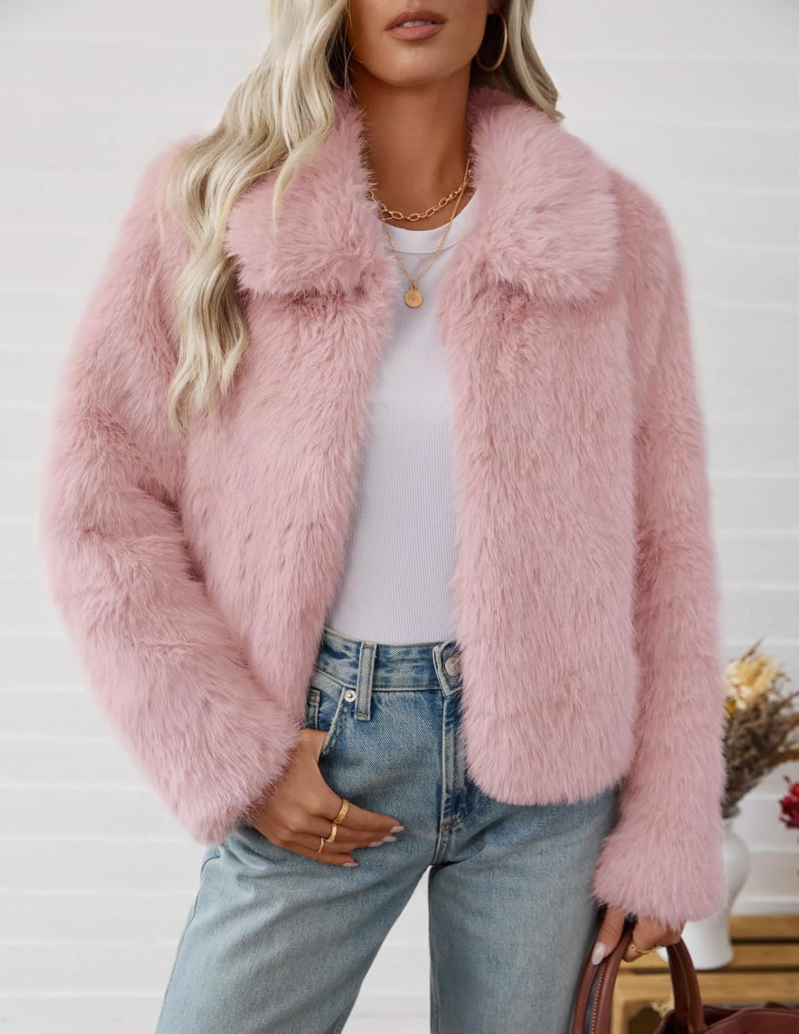 MEROKEETY Women's 2025 Winter Coats Furry Faux Fur Jackets Long Sleeve Coat Trendy Warm Outerwear with Pockets - Image 2