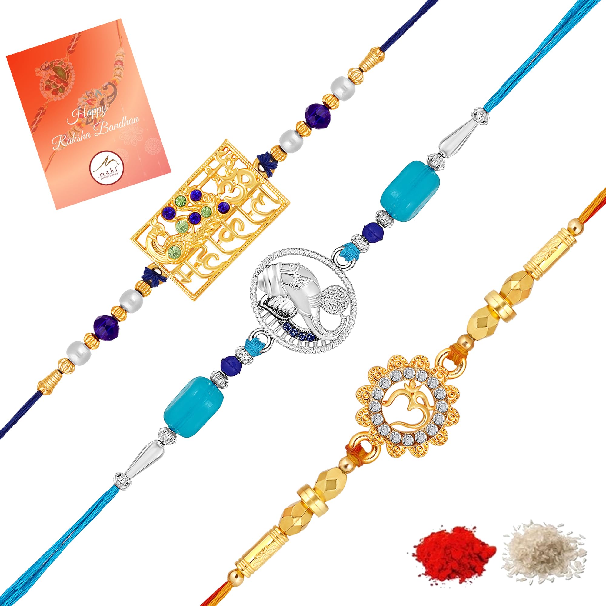 Mahi Combo of OM, Mahakal and Ganpati Crystals Studded Rakhi for Brother, Bhai, Bro (RCO1105737M) (B0D8BQQR42) Amazon Price History, Amazon Price Tracker