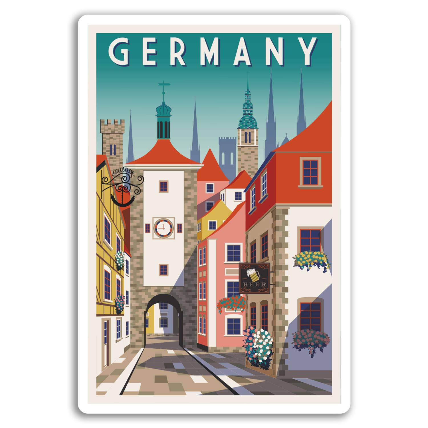 Destinationvinyl Multi 2 X 10Cm Germany Vinyl Stickers - Travel Germany Sticker Laptop Luggage #17115 (10Cm Tall)