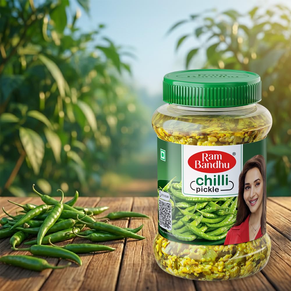 Ram Bandhu Chilli Pickle 500gm Pack | Pack of 1 | Ready to Eat | with Green Chilli | Mustard, Fenugreek, Turmeric Powder, Oil, and Salt-image-48
