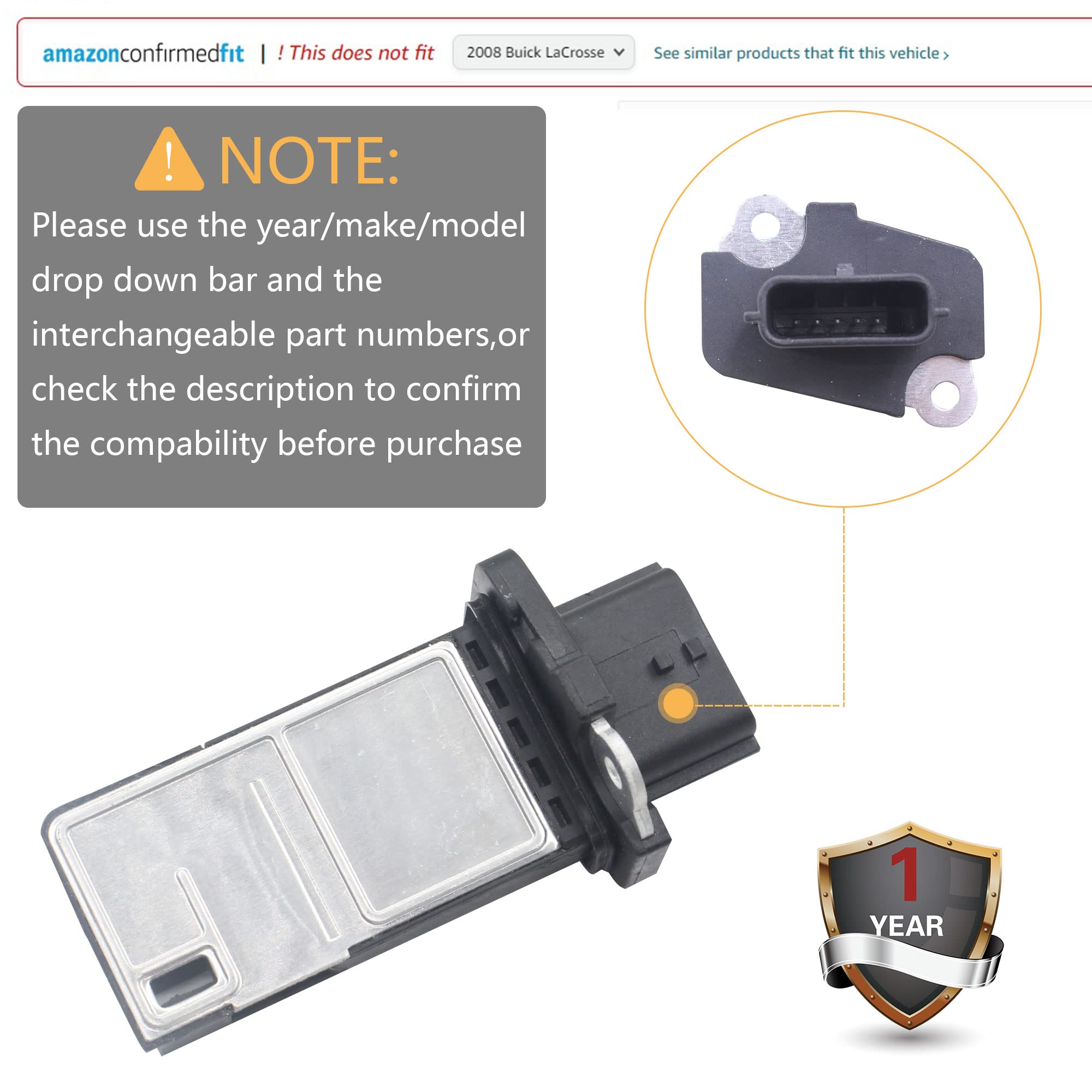 BAIXINDE Mass Air Flow Sensor MAF 22680-7S00A – For Nissan Altima, Infiniti – Direct Fit