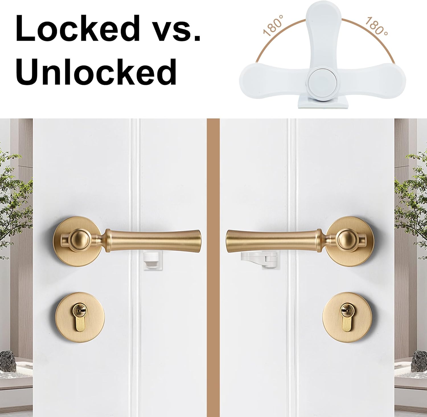 Child Proof Door Lever Lock(6 Pack) - Baby Proofing Door Handle Lock, 3M Adhesive & No DrillingNeed, Minimalist Design, Child Safety Door Handle Locks