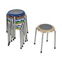 Vista 15 de ECR4Kids Juego de taburetes Daisy apilables, asiento flexible, gris claro, 8 piezas