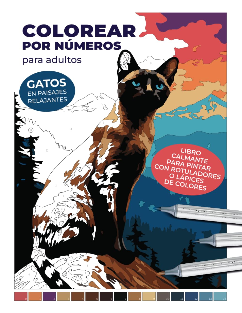 Colorear por números para adultos: gatos en paisajes relajantes | Libro calmante para pintar con rotuladores o lápices de colores: Crea imágenes como ... por números: Libros relajantes para adultos)
