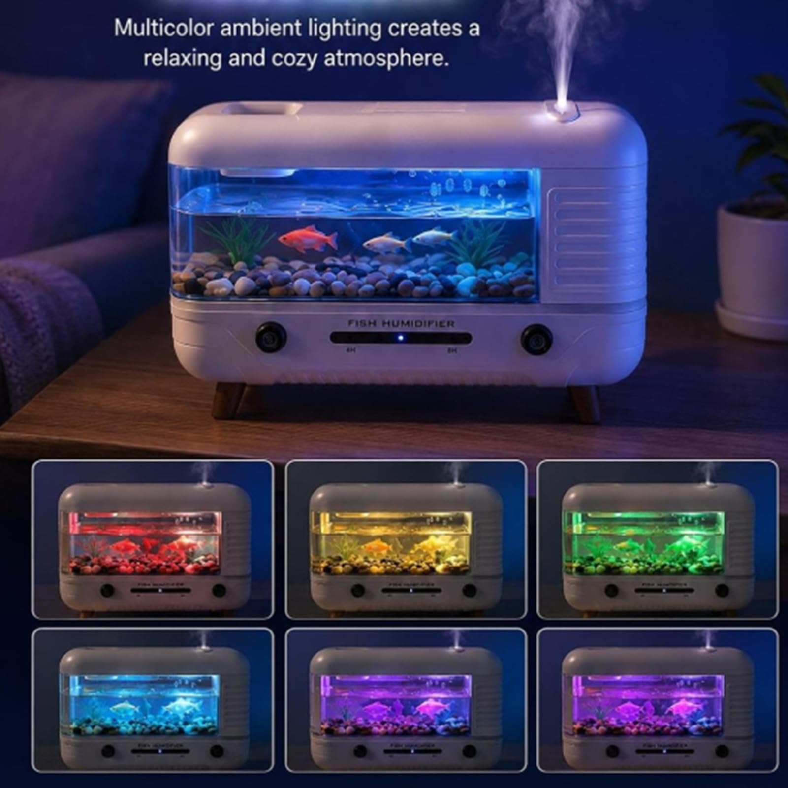 TOPINCN Mini Umidificatore a Nebbia Fredda con Design Acquario, 300 Ml USB