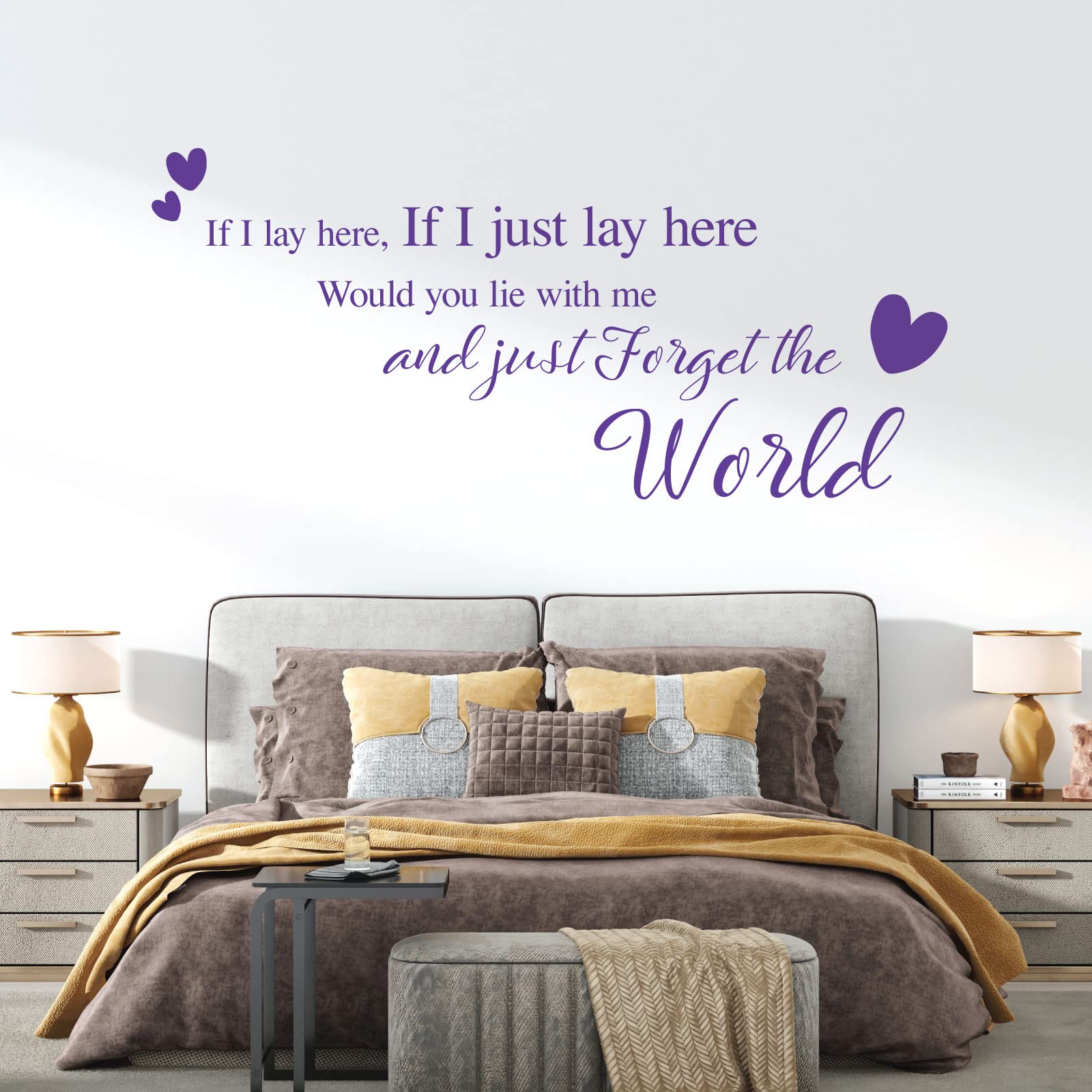 If I Lay here... Would You Lie with me and just Forget the World - Wall Quote, Wall Art Sticker [XLarge] [Purple]