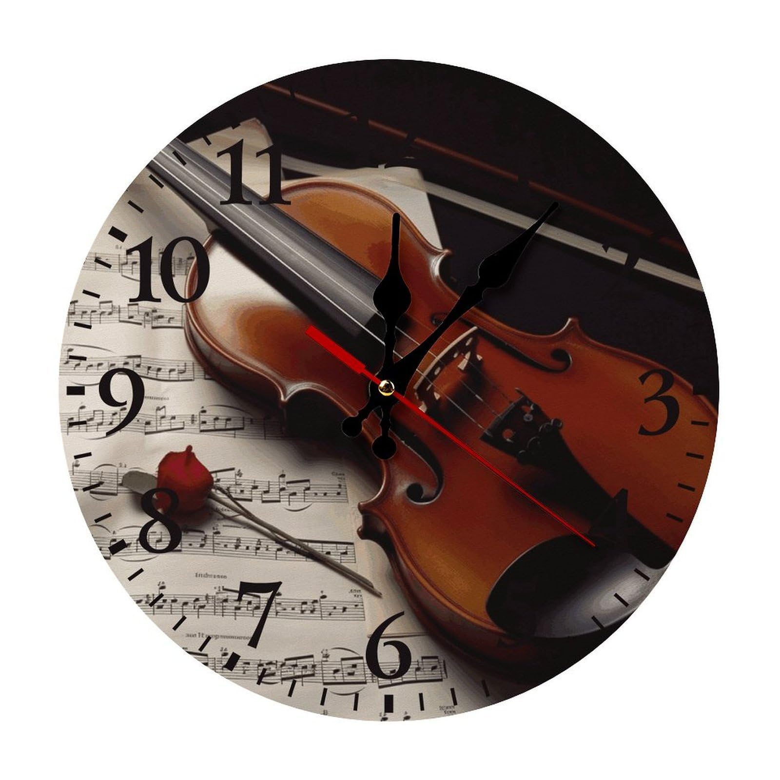 Horloge silencieuse partition de violon pour un bureau sans bruit
