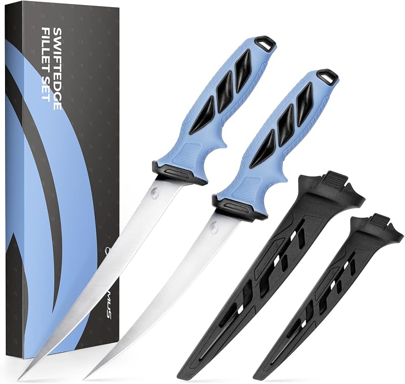 Calamus Swift Fillet Knife Set, 7" & 9" Fillet Knife, Fishing Gear | G4116 German Stainless Steel, Ultra-Sharp, Flexible Blade, Corrosion Resistant, Non-Slip Grip, Fish Gift for Men