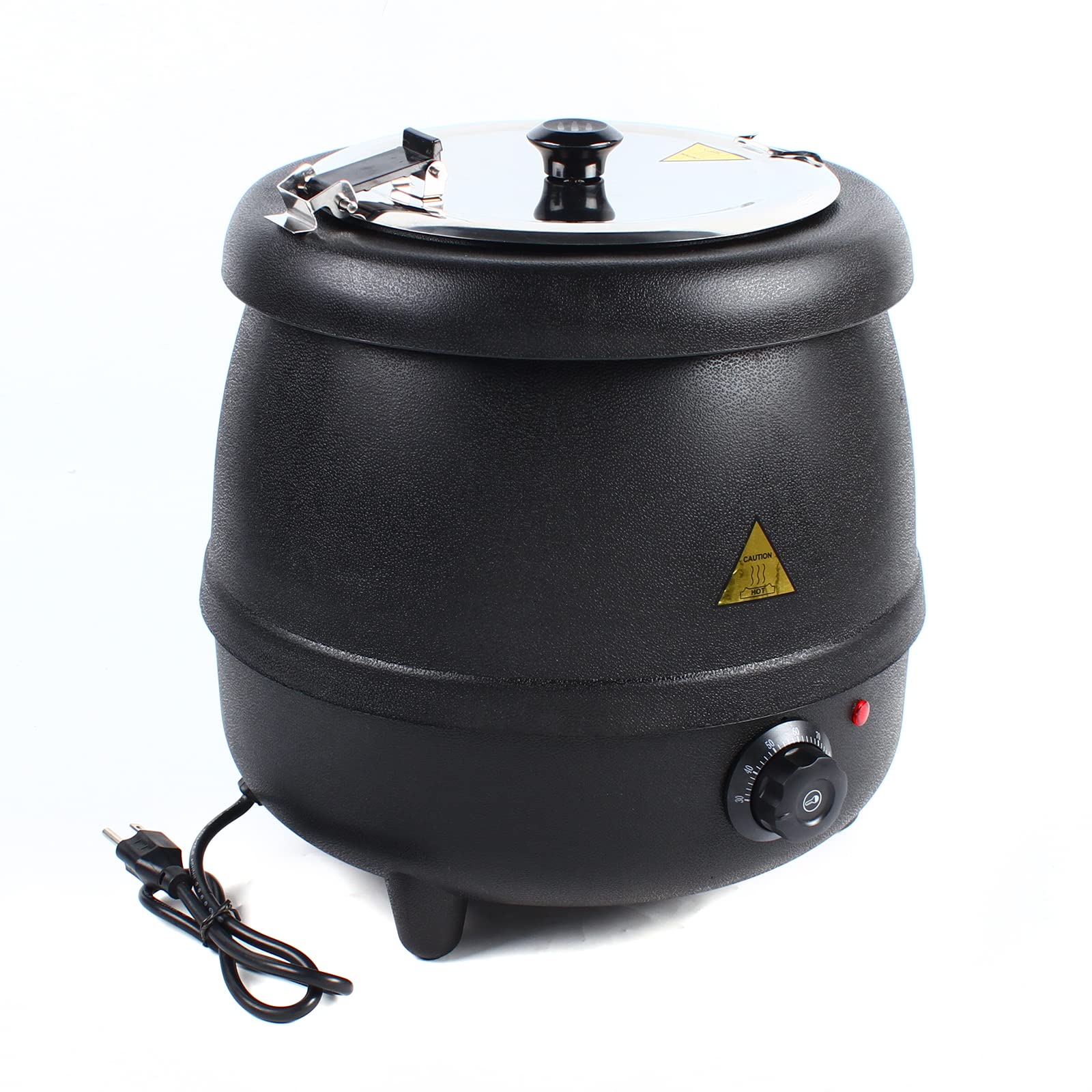 Soup Insulation Pot, 400W Stainless Steel Electric Hot Pot 10.5Qt Commercial Soup Warmer 110V Food Kettle Warmer with Hinged Lid Detachable for Restaurants, Buffets, Hotels, Parties