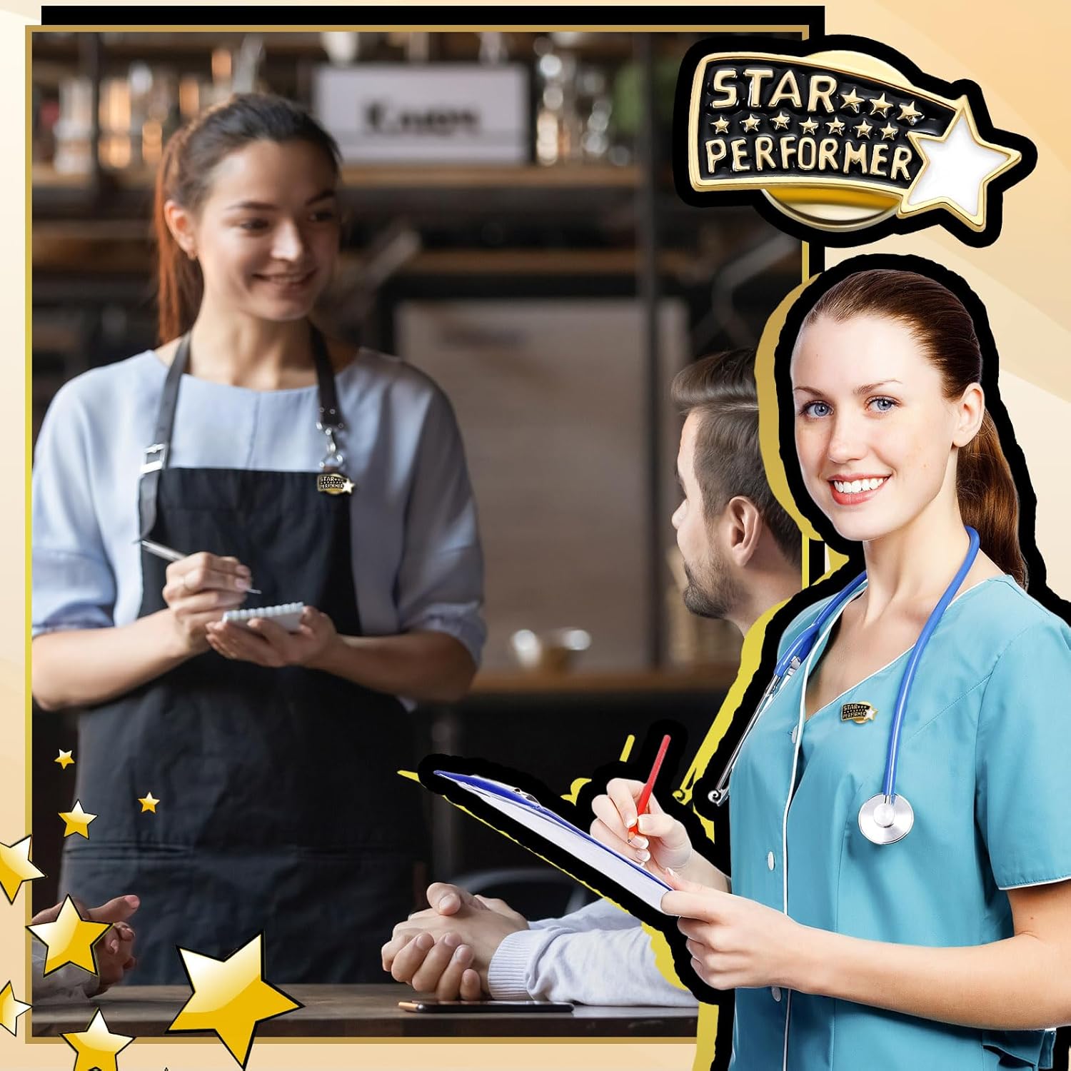 Tondiamo 120 Employee of The Month Star Pins Bulk Star Performer Appreciation Gifts for Staff Coworker Teacher Volunteer Recognition Pins Christmas Gifts Bulk for Team