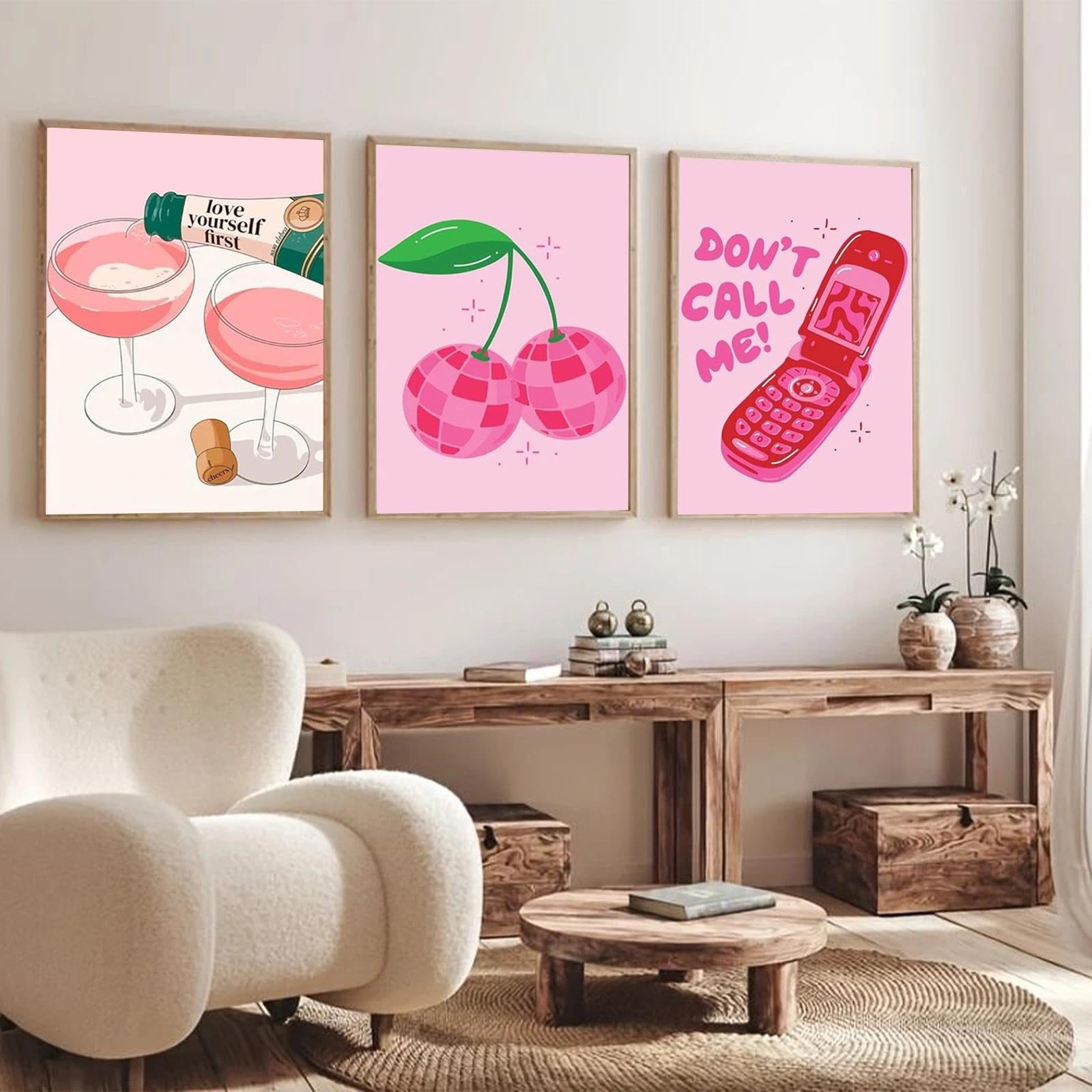 JATOK Malen-nach-Zahlen-Sets für Erwachsene, Malsets für Anfänger auf Leinwand, einfaches DIY-Acryl-Pigment-Zeichnen, Gemälde für Heimdekoration, rosa Trend, 20 x 30 cm (ohne Rahmen), 6 Stück
