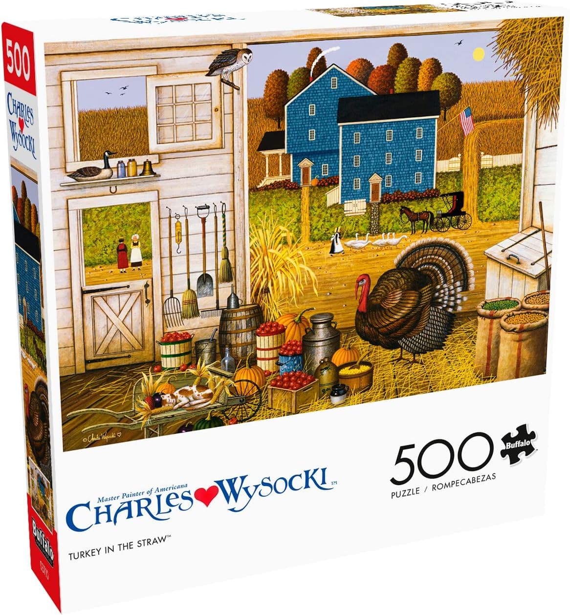 Buffalo Games - Charles Wysocki - Turkey in The Straw - 500 Piece Jigsaw Puzzle for Adults -Challenging Puzzle Perfect for Game Nights - Finished Size is 21.25 x 15.00