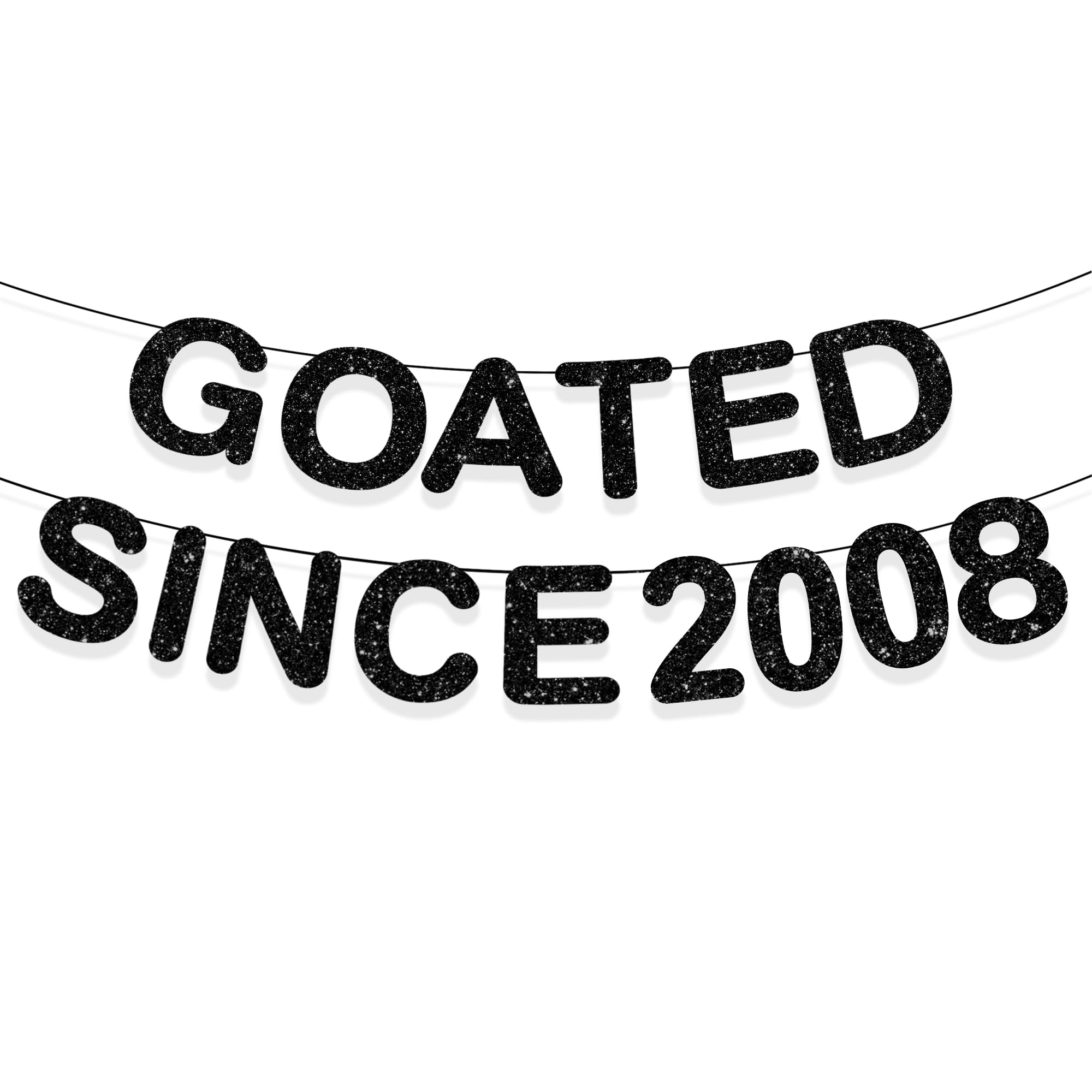18th Birthday Decorations Boy Banners - 2 Pcs Black Glitter GOATED SINCE 2008 Decoration Banner Reusable Hanging Backdrop for 18 Year Olds Boys Party Decor Supplies